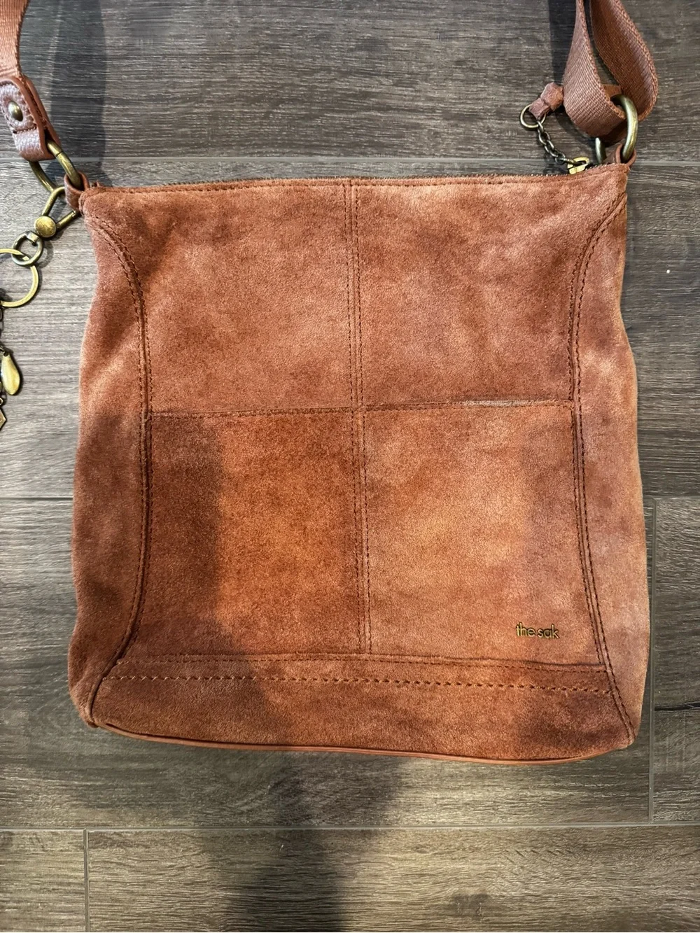The Sak leather Suede feel Crossbody Shoulder Bag in Rust, new no tags